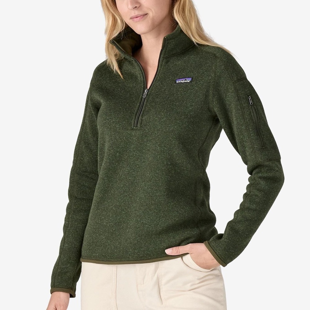 PATAGONIA Better Sweater Quarter Zip Pullover Fleece in Green. Size M